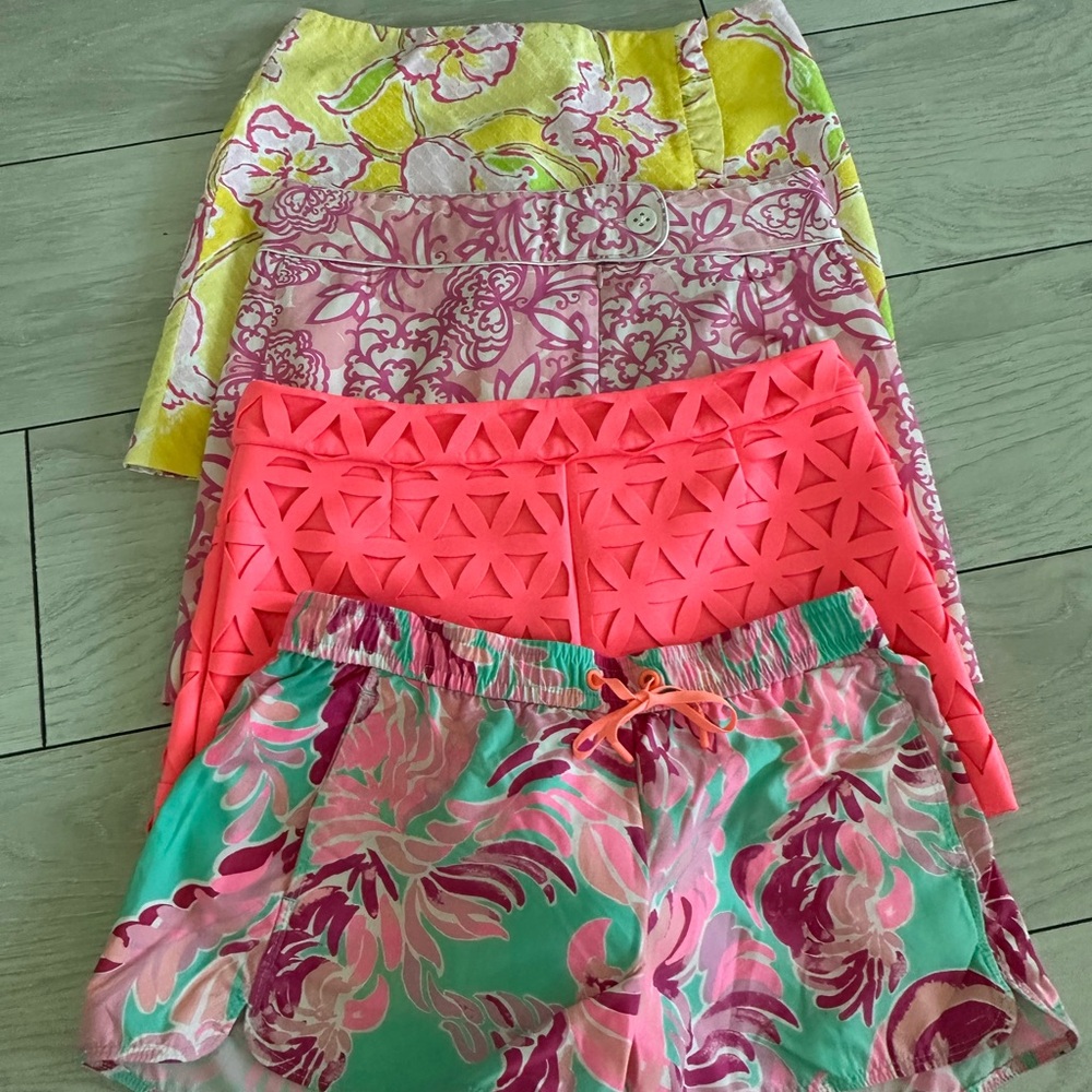 Lilly Pulitzer Bold Pink Fabric shorts and skirt.This bundle includes a jumpsuit